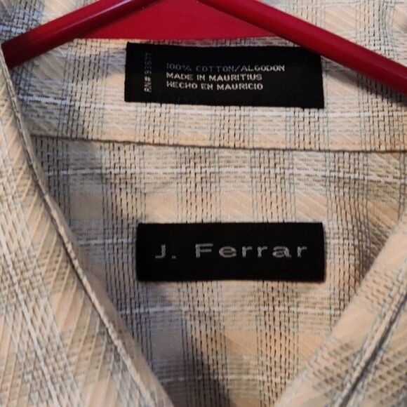 J. Ferrar Yellow/Plaid Button-Up Dress/Casual Shirt Men's 17 1/2/34-35 - Picture 7 of 9